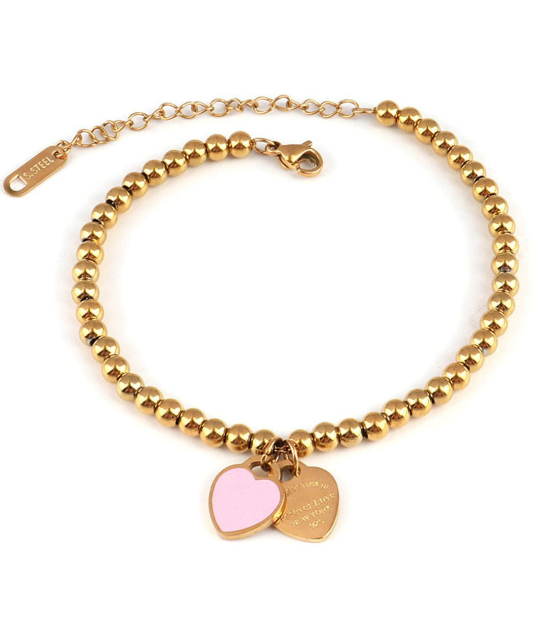 Brazalete Gold Beaded Heart