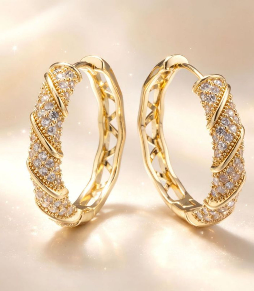 Aretes Zircon Hoop Large 14k