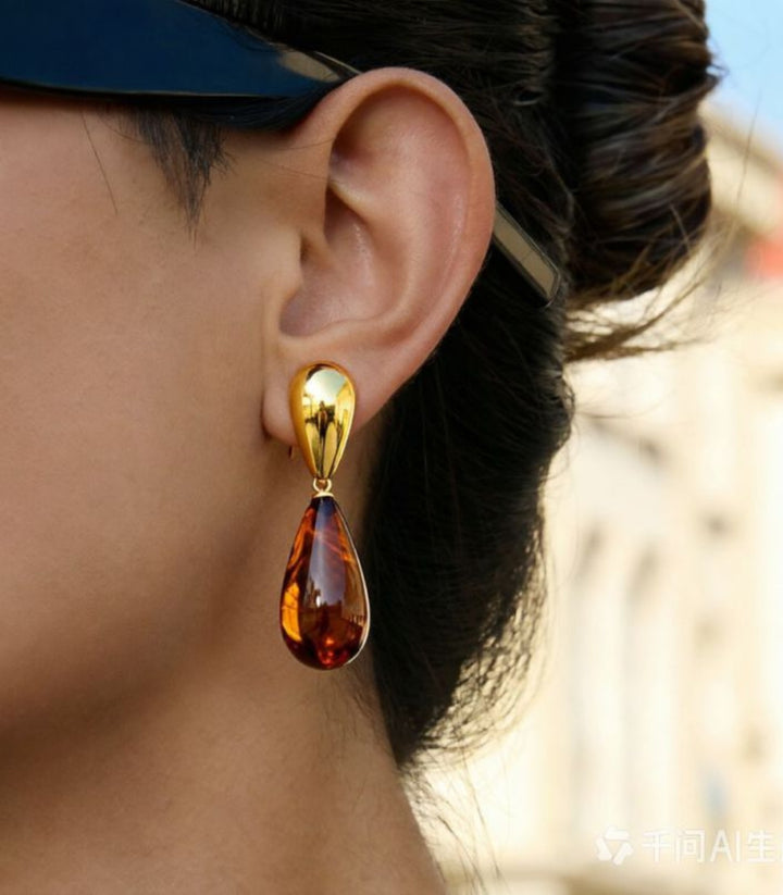 Aretes Amber Waterdrop