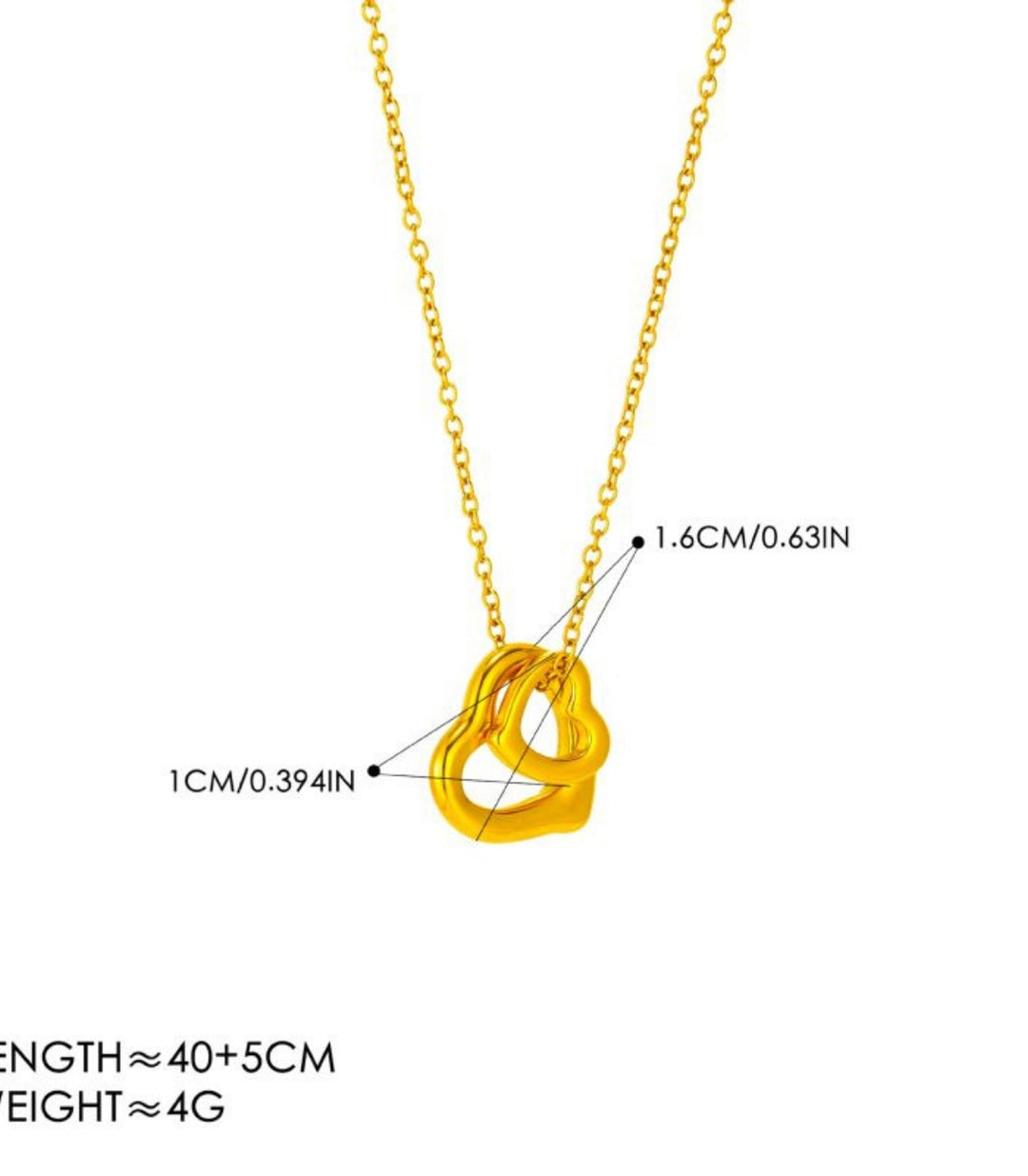 Collar Dorados Doble Corazón