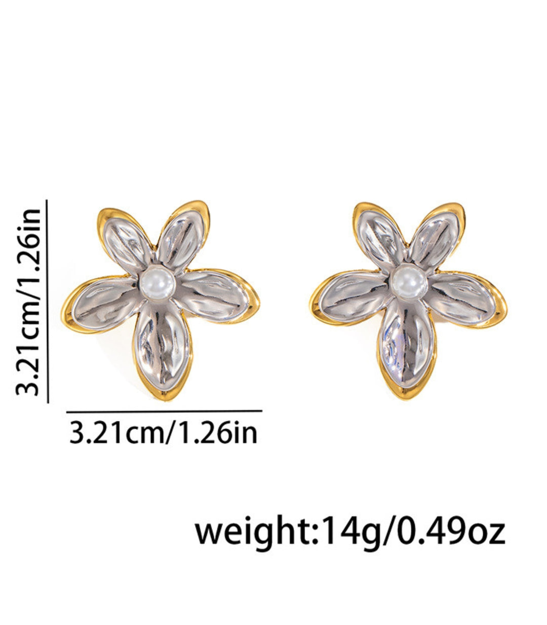 Aretes Flores con Perla Bicolor
