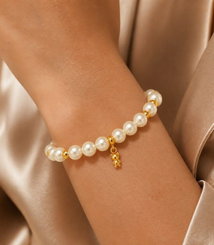 Brazalete Gold Bear Beaded