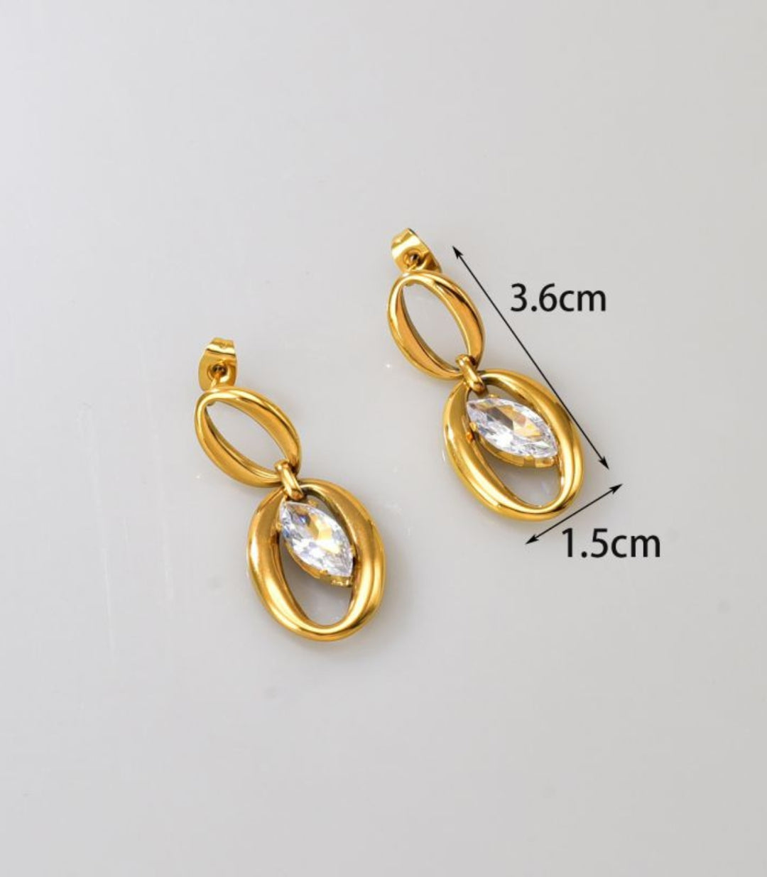 Aretes Zirconia Oval 18k