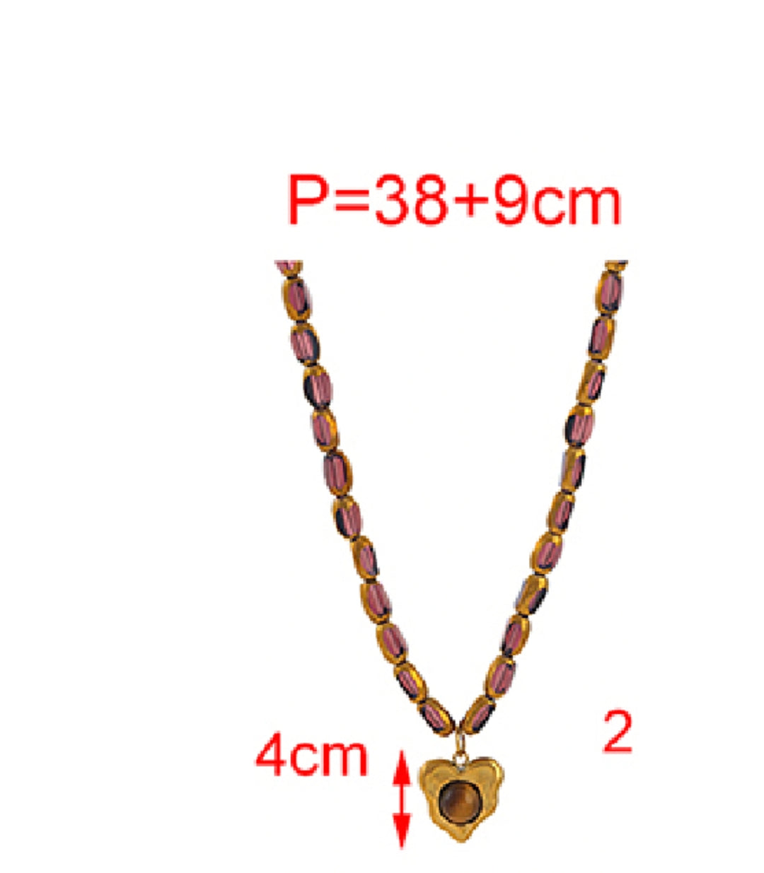 Collar Corazón Piedra Ojo de Tigre