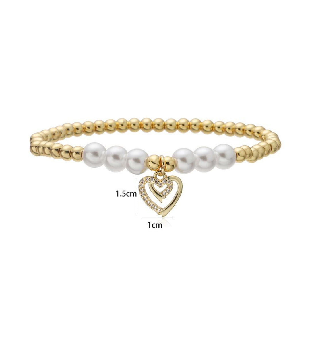 Brazalete Beaded Heart Zirconium