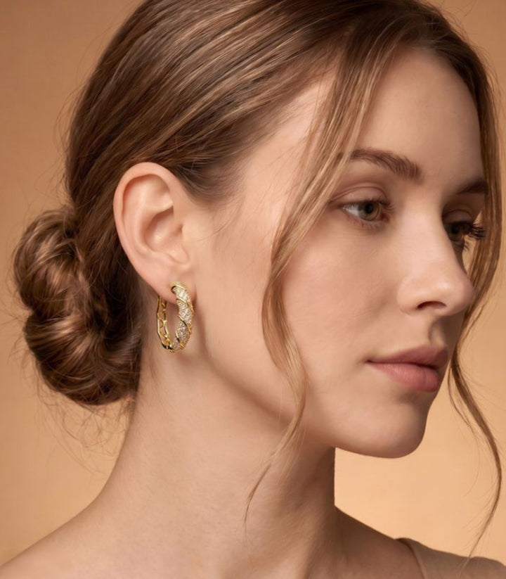 Aretes Zircon Hoop Large 14k