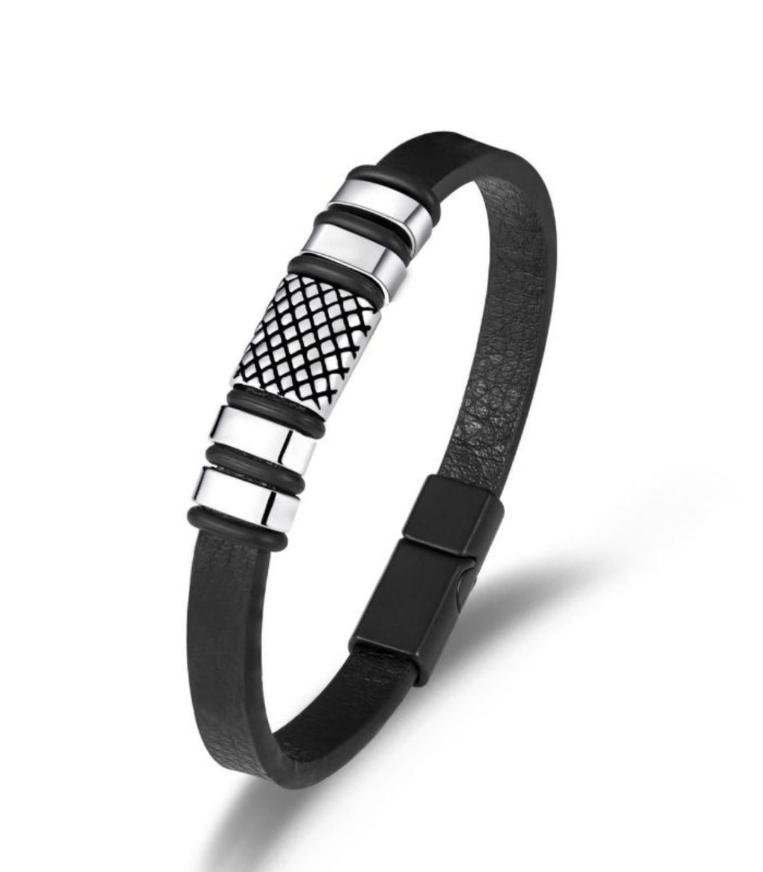 Brazalete Black Braided Leather