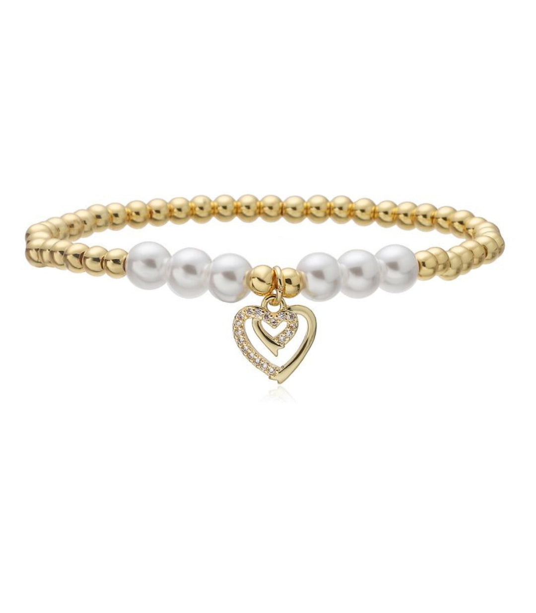 Brazalete Beaded Heart Zirconium