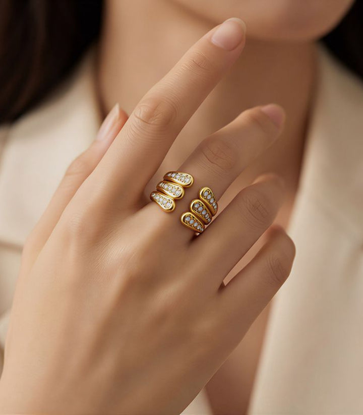 Anillo Three Layer Pave 18K