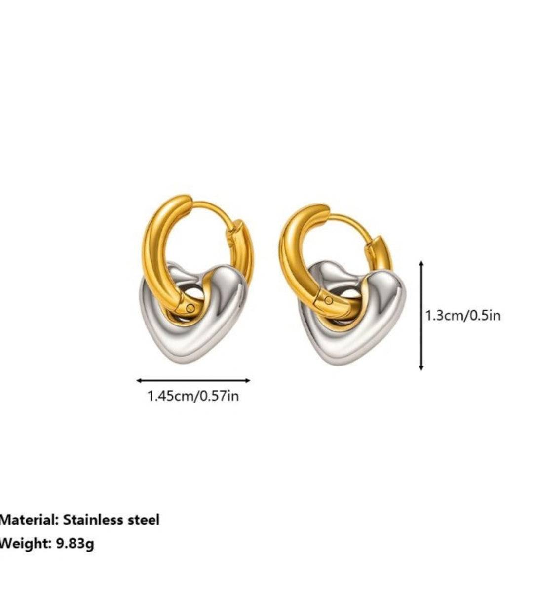 Aretes Bicolor Heart Blocked