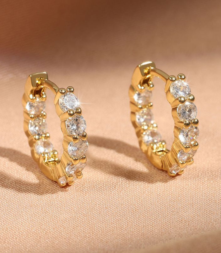 Aretes Gold Hoop Zircon 15mm