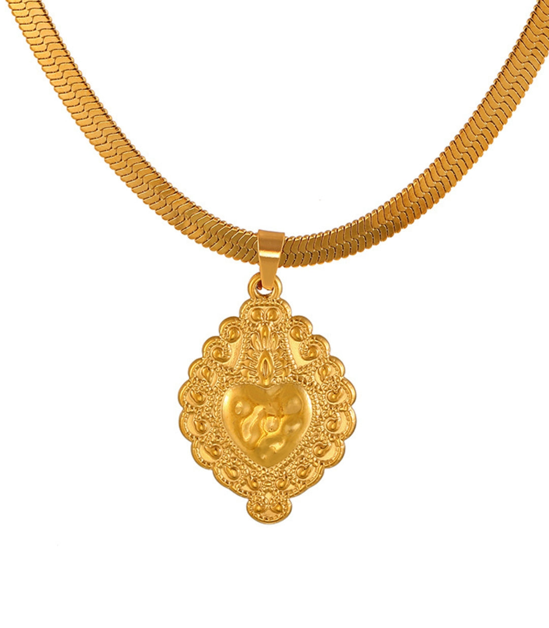 Collar corazón snake bone