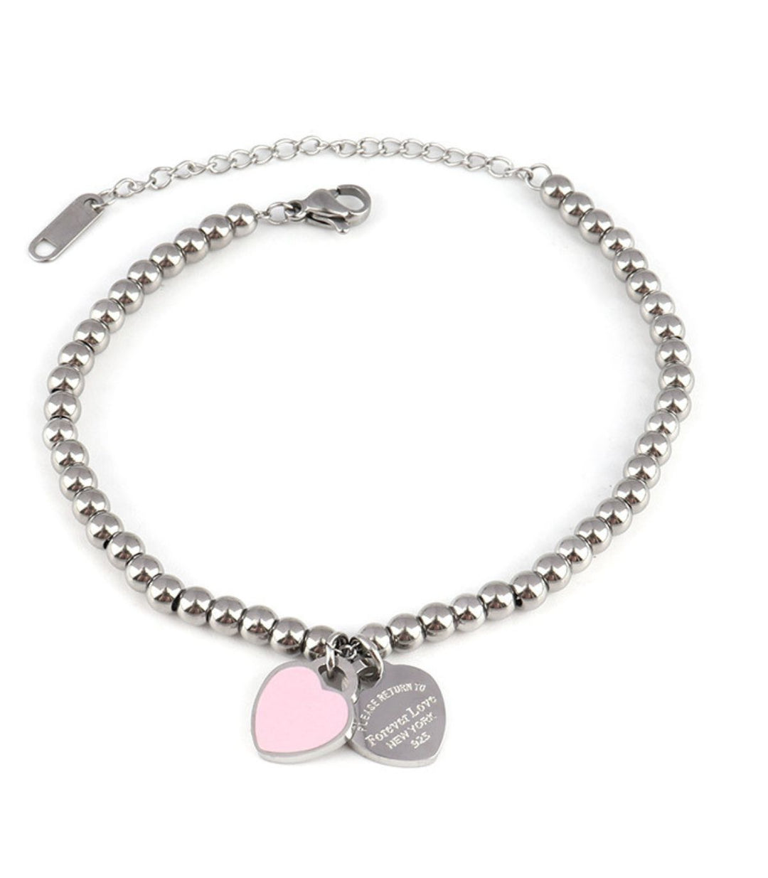 Brazalete Silver Beaded Heart