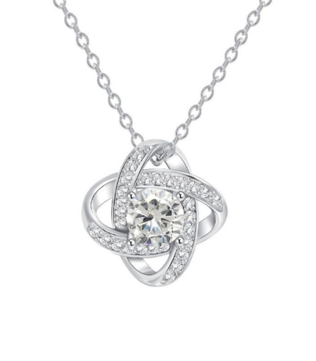 Collar Silver Diamond Wrap Clover