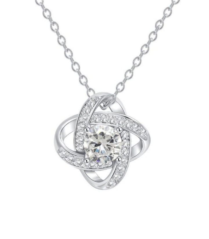 Collar Silver Diamond Wrap Clover