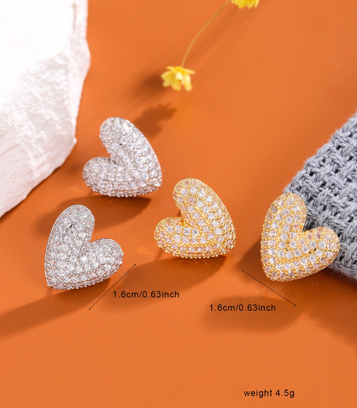 Aretes Corazón Plata Zirconias