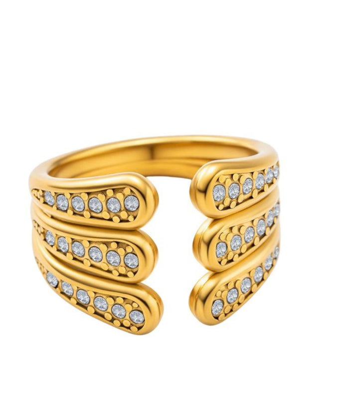 Anillo Three Layer Pave 18K