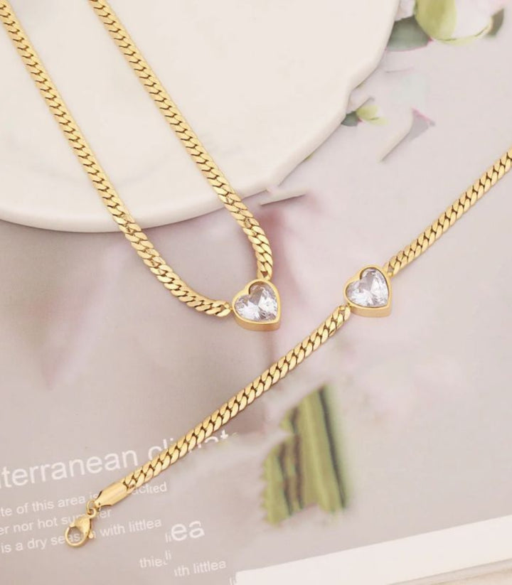 Collar y Brazalete Diamond Heart