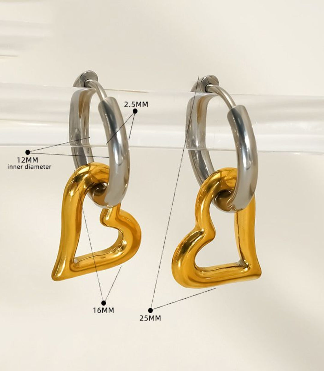 Aretes Bicolor Corazón