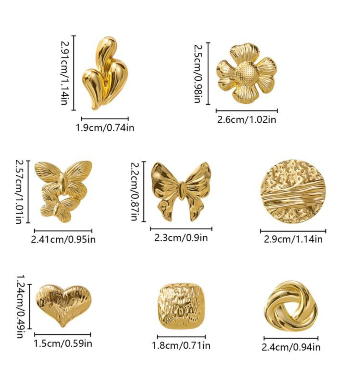 Aretes dorados corazón