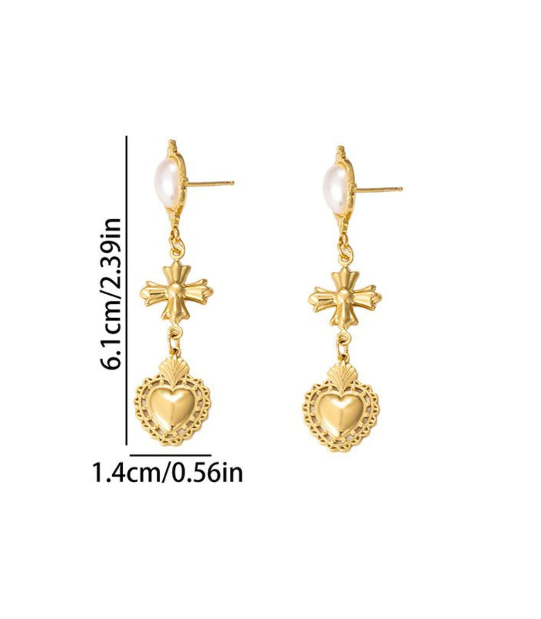 Aretes Heart Cross