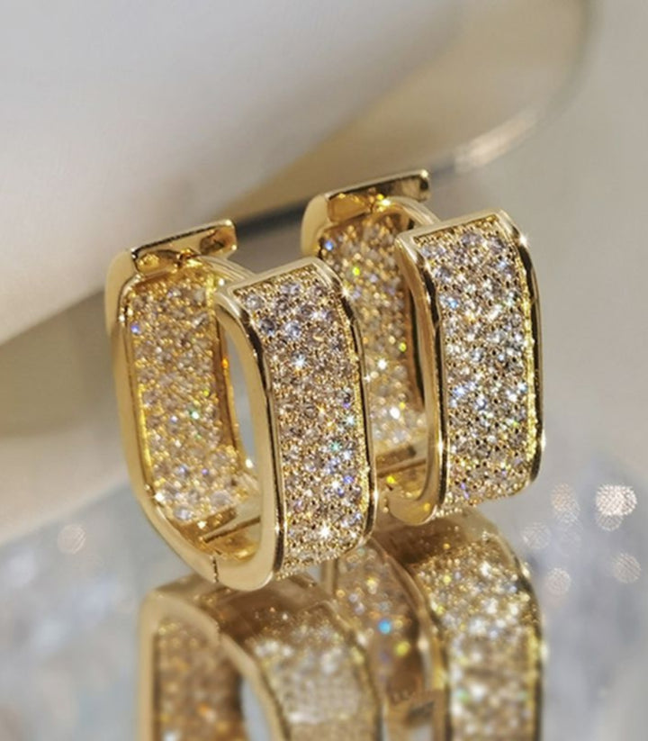 Aretes Gold Pave Zircon Hoop