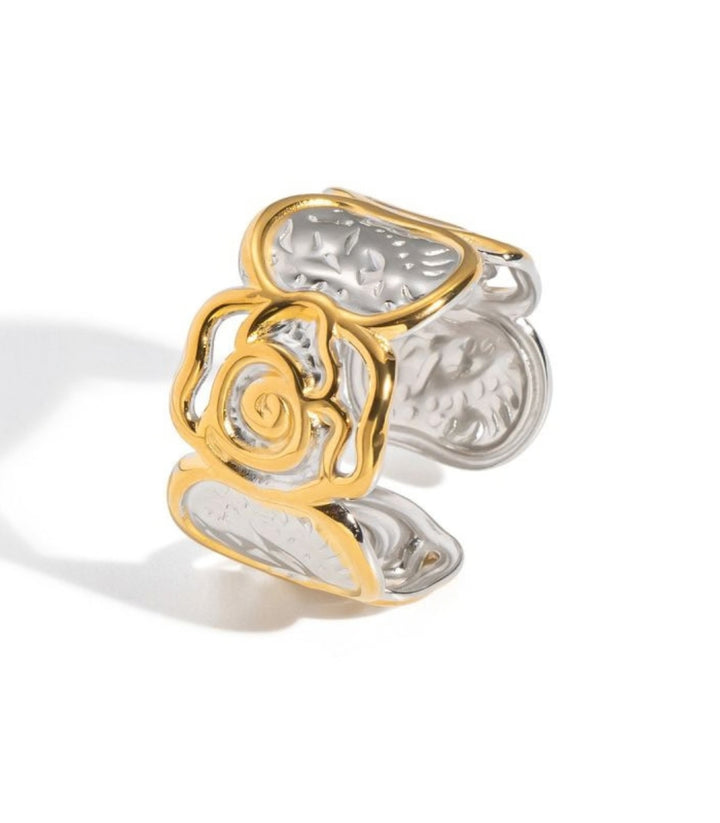 Anillo Flor Bicolor 18K