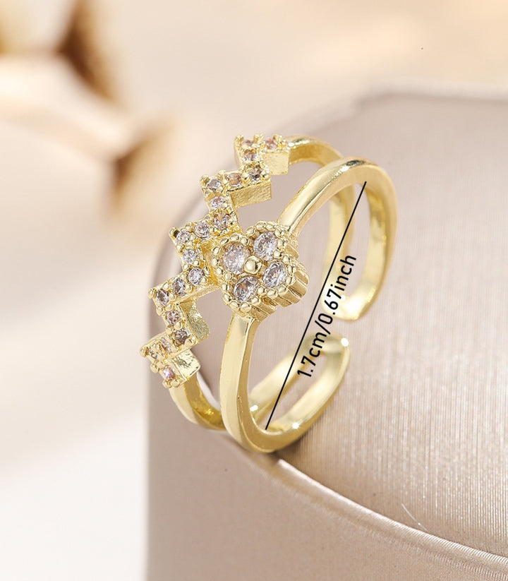 Anillo Dorado Wave Clover