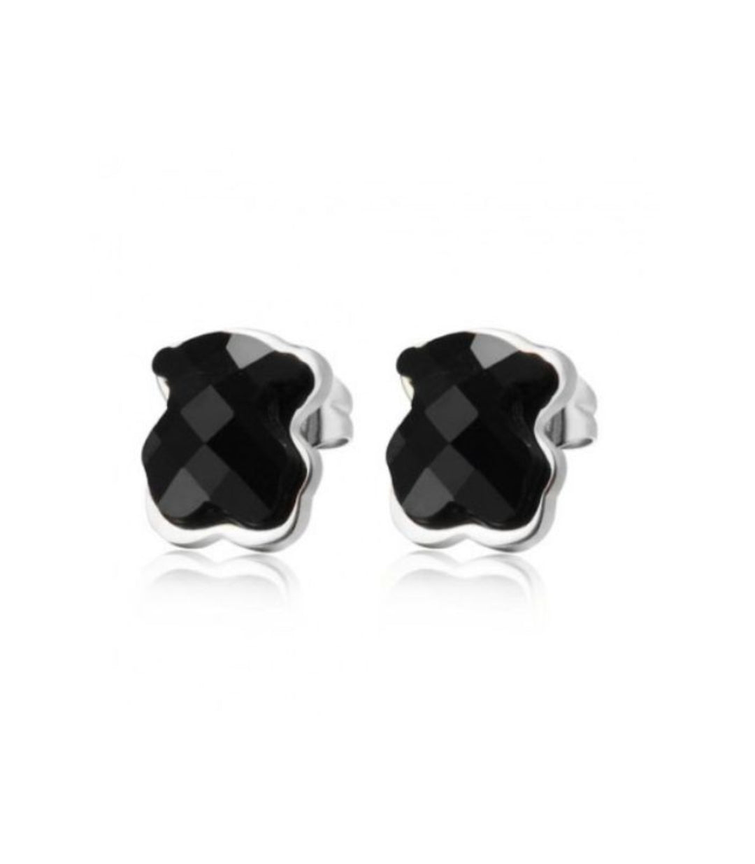 Aretes Osito Plata Negro