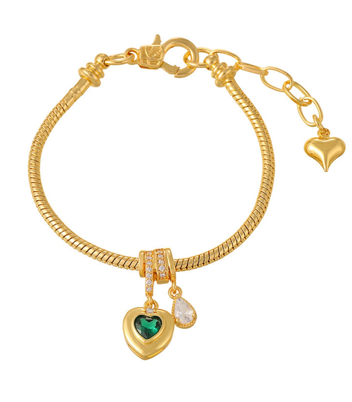 Brazalete Corazón Zirconia Verde
