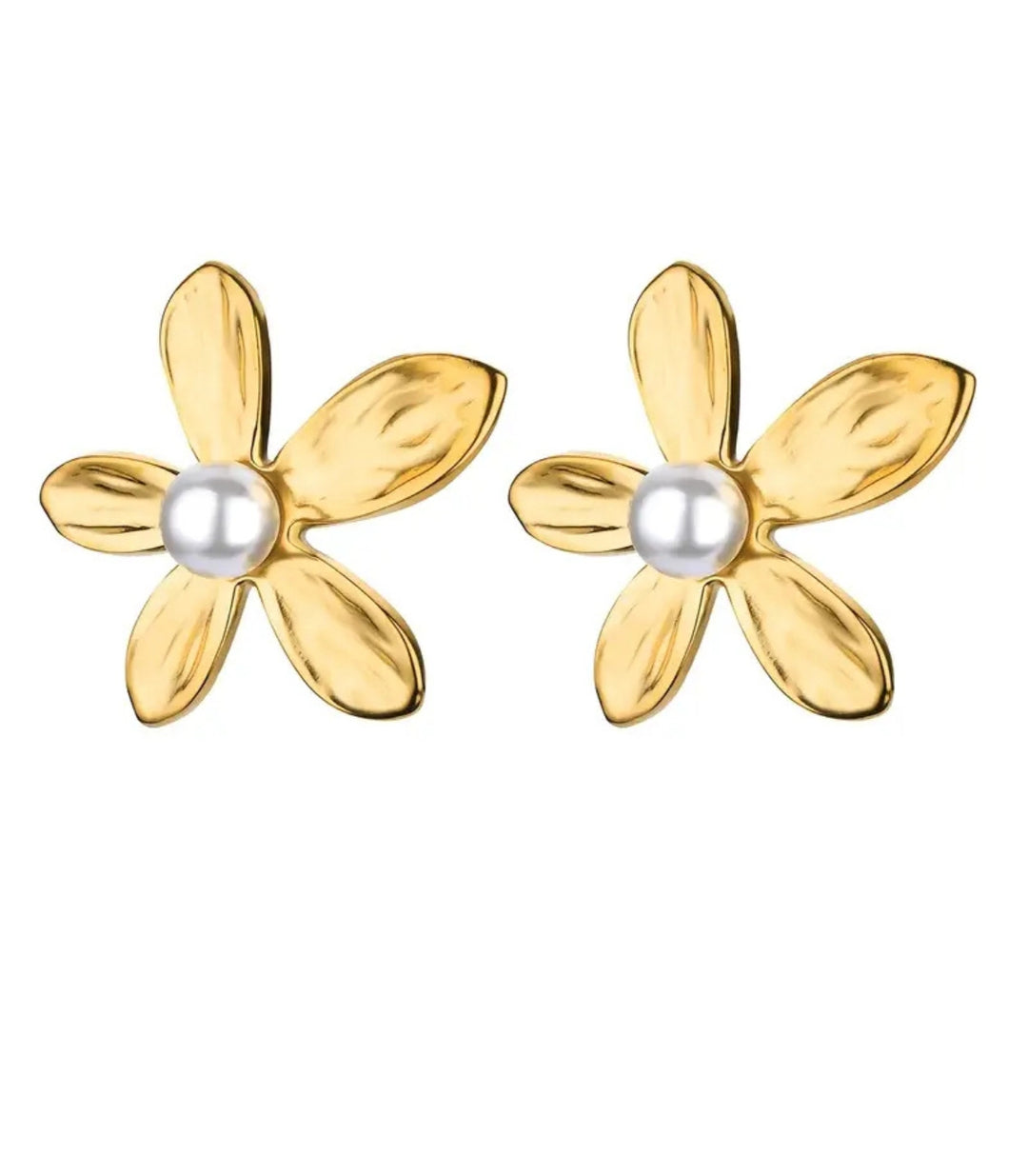 Aretes flor con perla