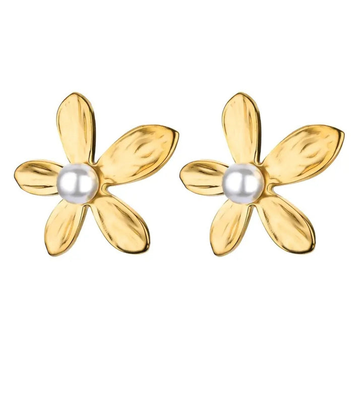 Aretes flor con perla