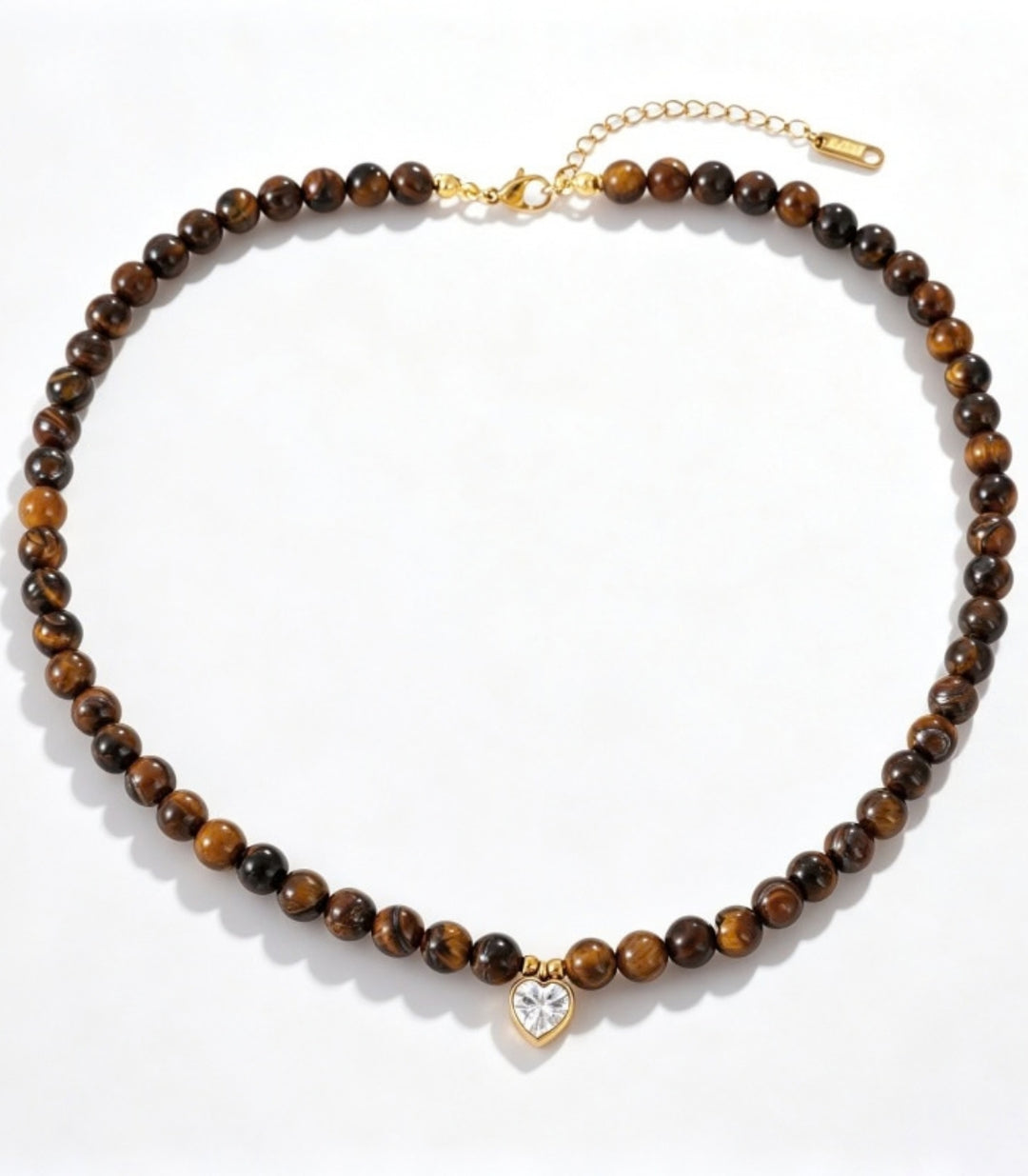 Collar Brown Tiger Eye Bead Zircon