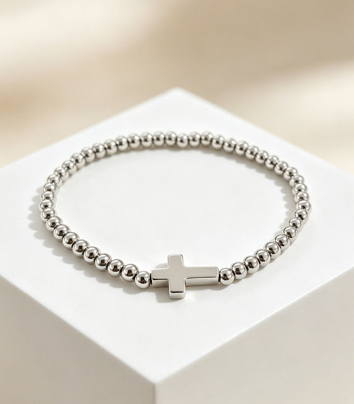 Brazalete Silver 18k Cross Elastic