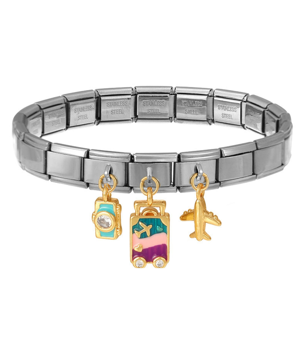 Brazalete Silver Charms Travel