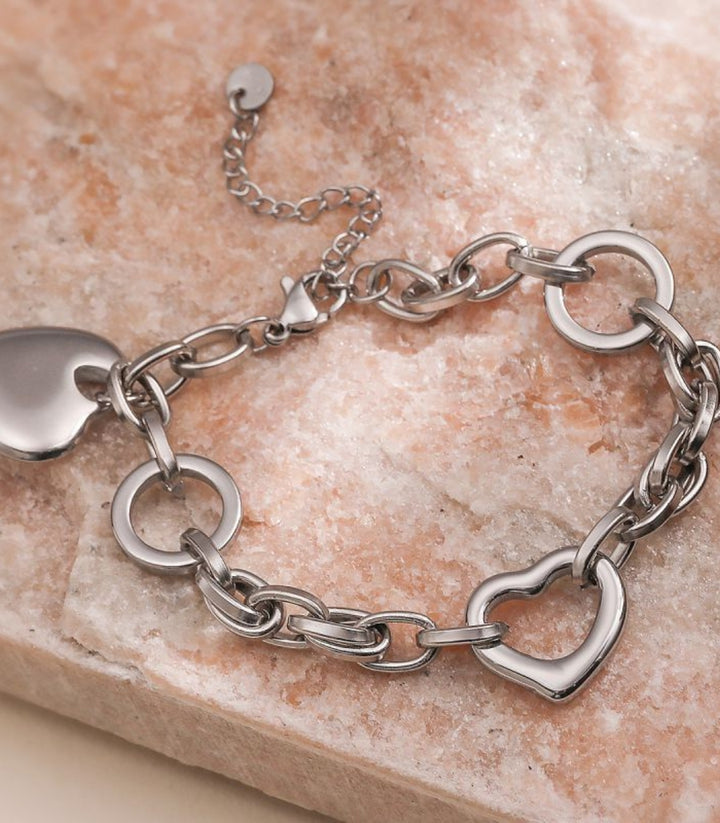 Brazalete Plata Corazones