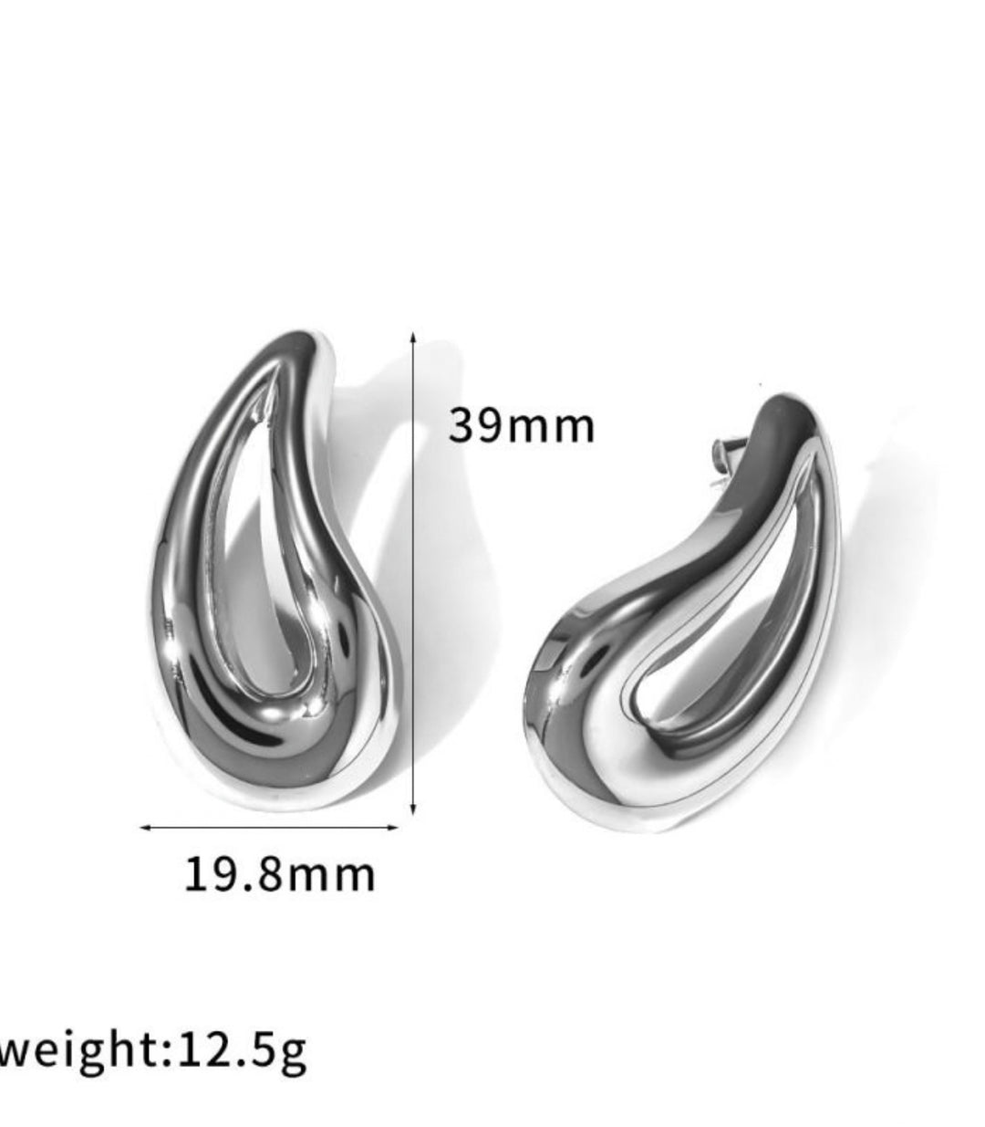 Aretes Silver Hollowed Teardrop