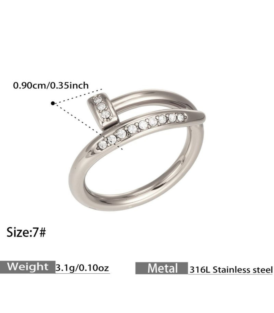 Anillo Clavo Plata Zirconias 7