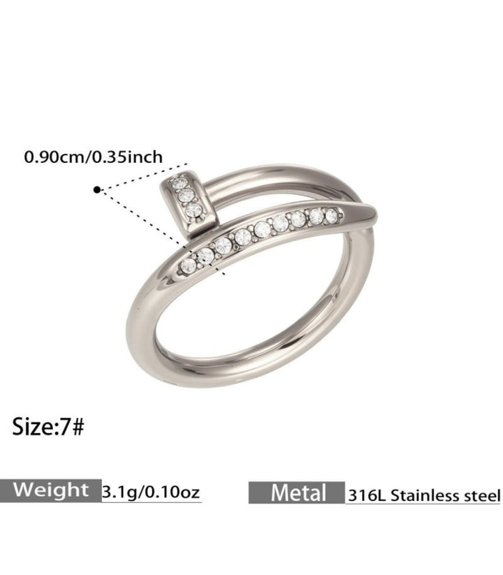 Anillo Clavo Plata Zirconias 7