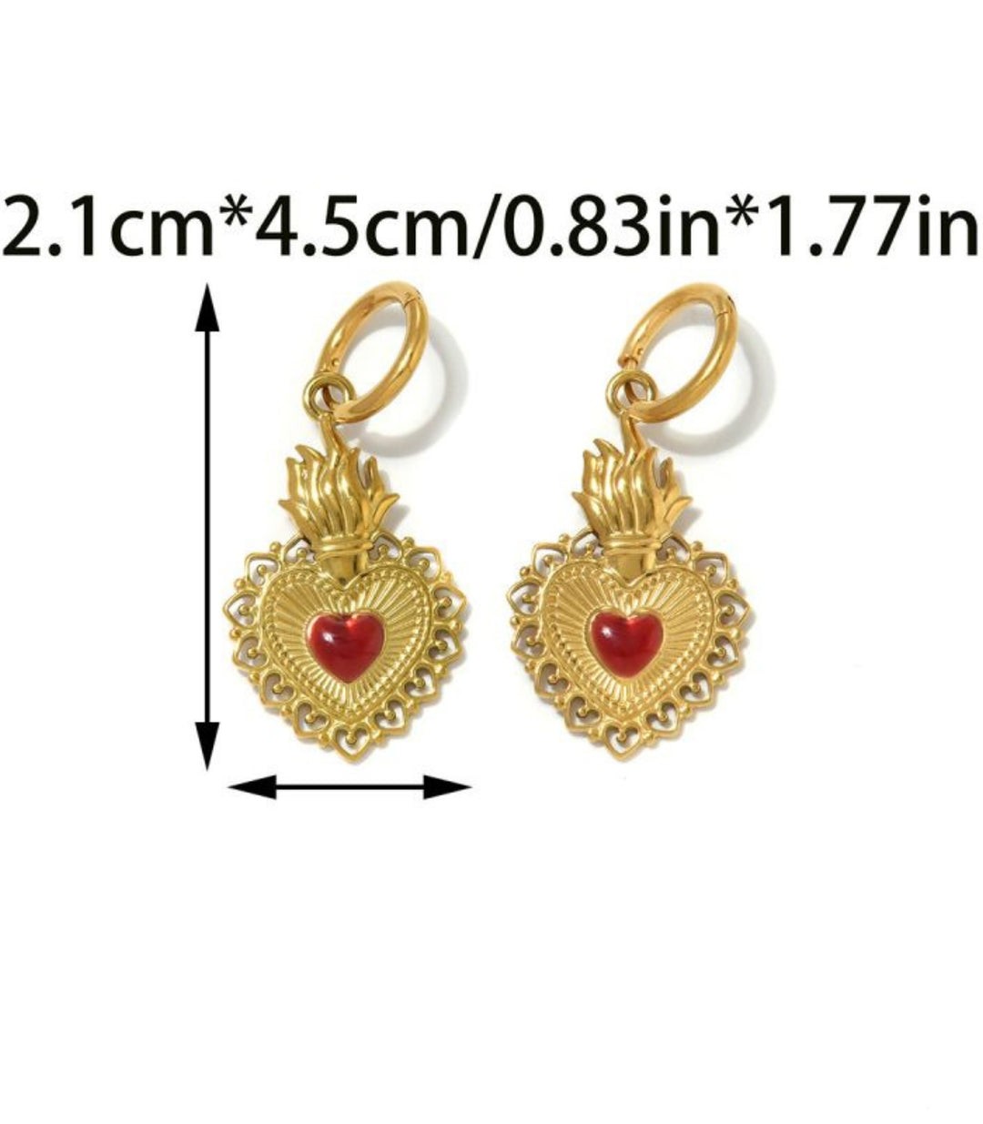 Aretes corazón corona