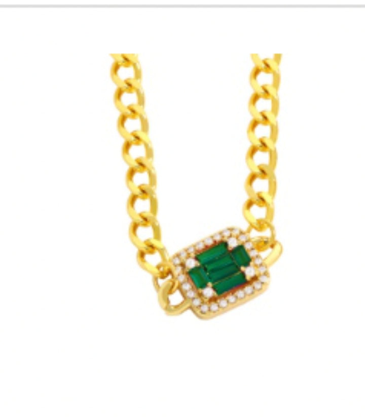 Collar Zirconias Verde