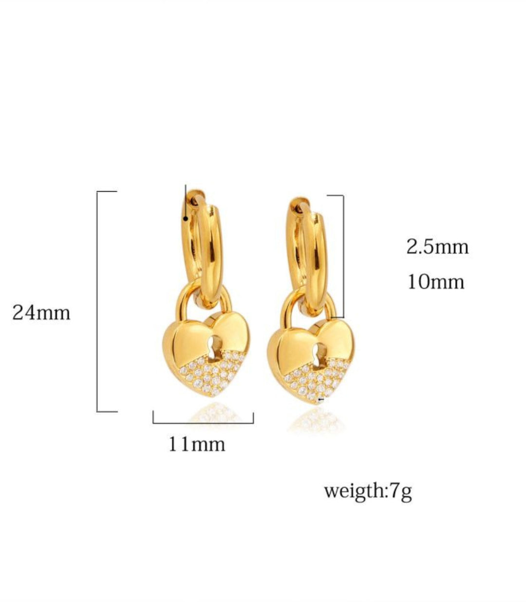 Aretes Heart Lock 18K