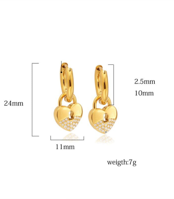 Aretes Heart Lock 18K
