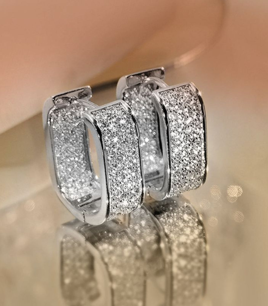 Aretes Silver Pave Zircon Hoop