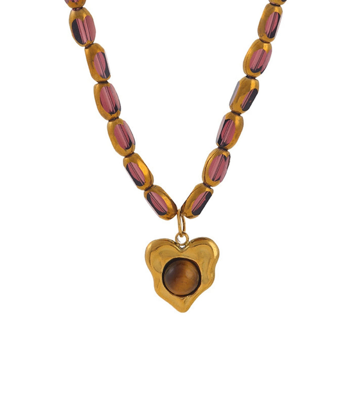 Collar Corazón Piedra Ojo de Tigre
