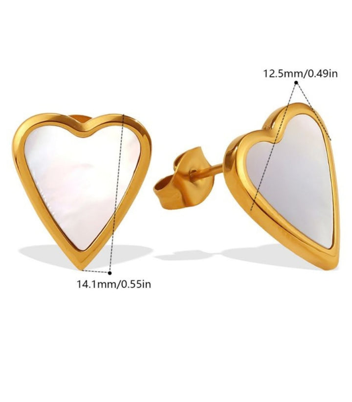 Aretes Corazones Blancos