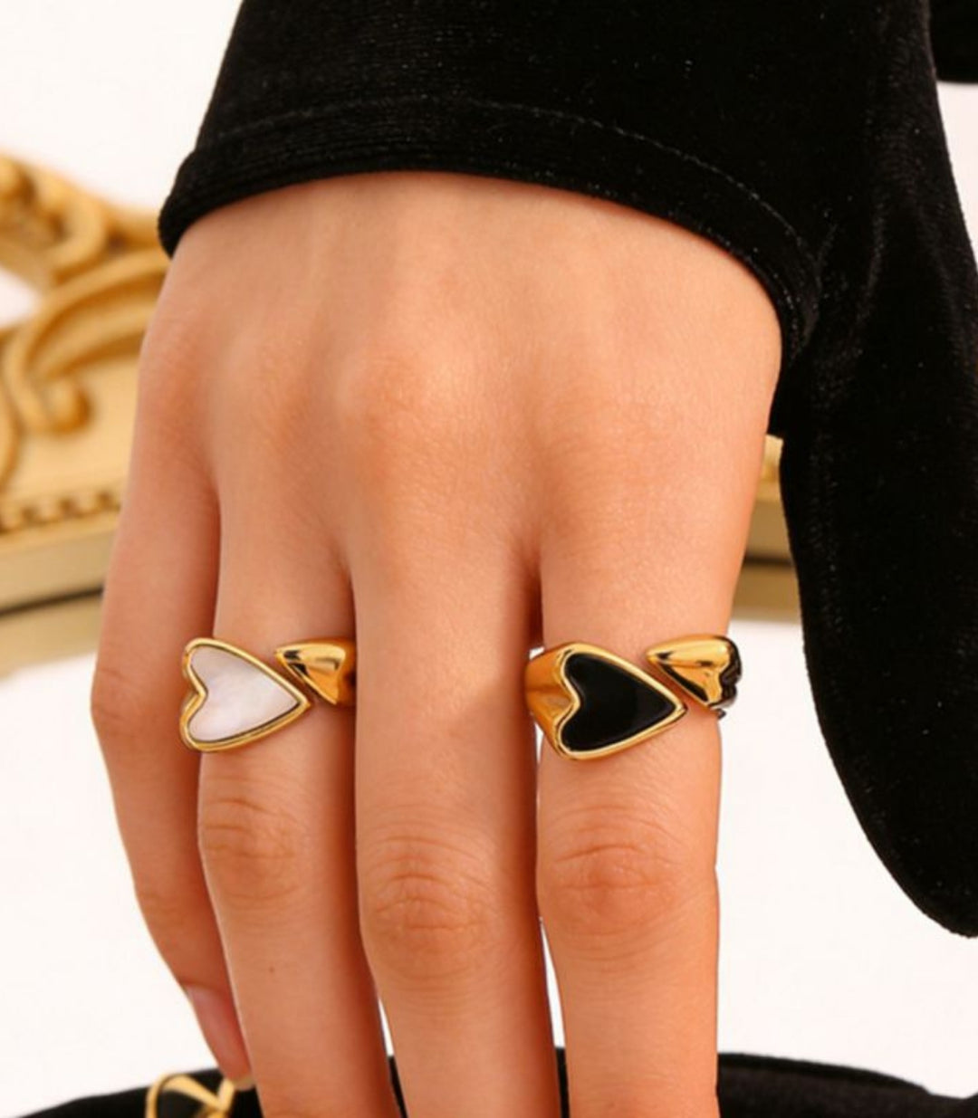 Anillo Abierto corazón Blanco 18K