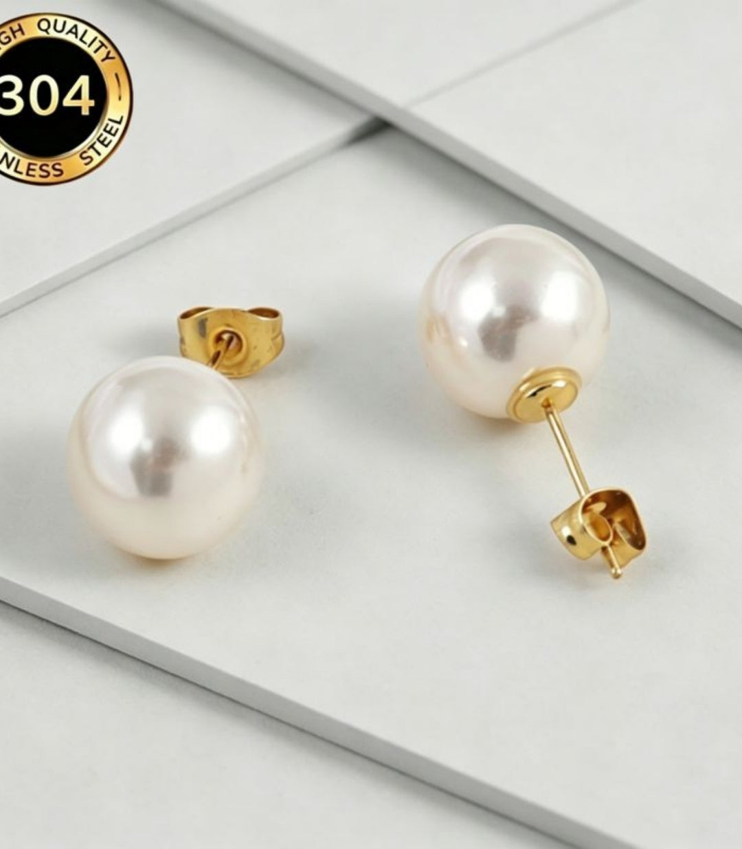 Aretes Dorado Perla 10mm