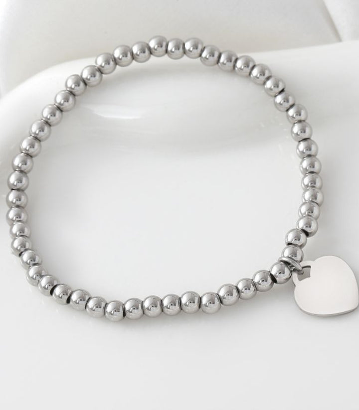Brazalete silver beaded heart