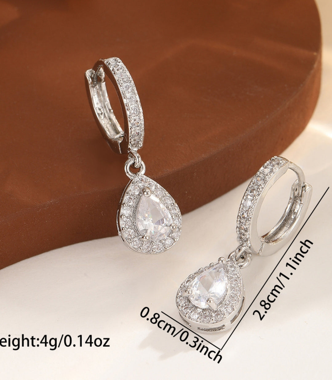 Aretes Silver Teardrop Zircon